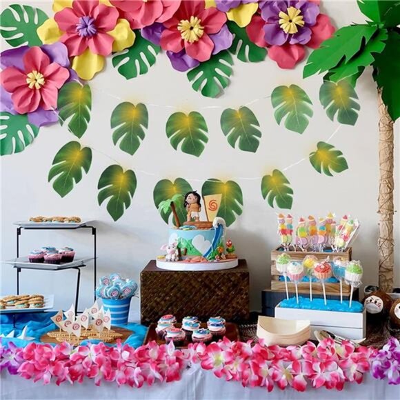 Leaf String Lights 2 Pack, 20 LED Tropical Artificial Rattan Palm Leaves - Picture 2 of 7